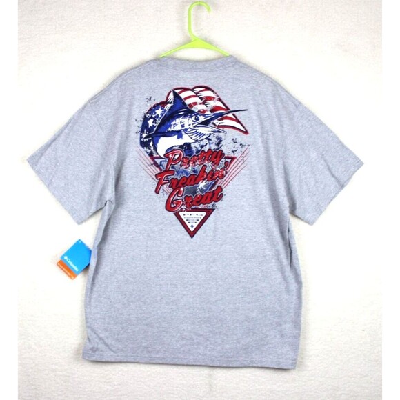 New Columbia Performance Fishing Gear Men's Grey Short Sleeve Tee X-Large Logo - Picture 7 of 8